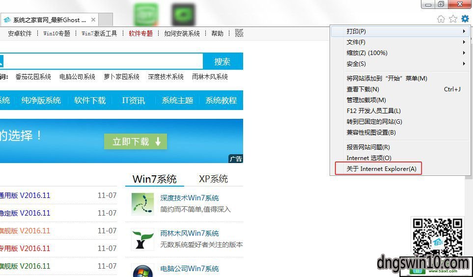 win10系统下iE版本怎么看?